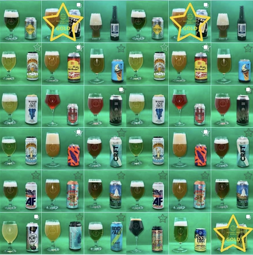 collage of beers from the alcohol free world instagram
